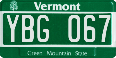 VT license plate YBG067