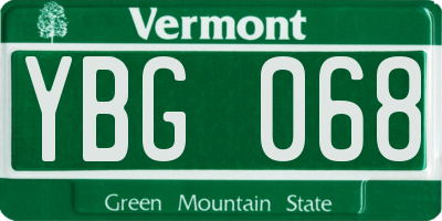 VT license plate YBG068