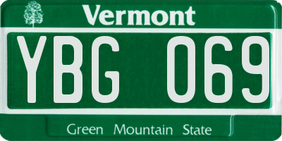 VT license plate YBG069