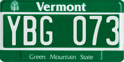 VT license plate YBG073