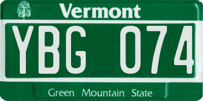 VT license plate YBG074