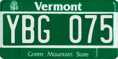 VT license plate YBG075