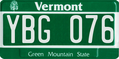 VT license plate YBG076