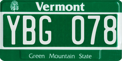 VT license plate YBG078