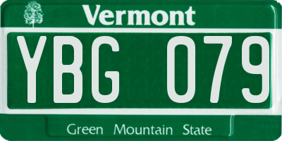 VT license plate YBG079