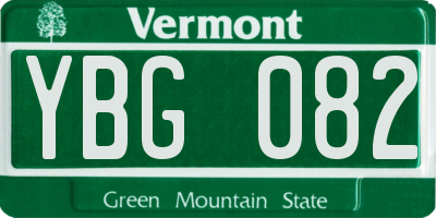 VT license plate YBG082