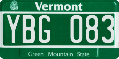 VT license plate YBG083
