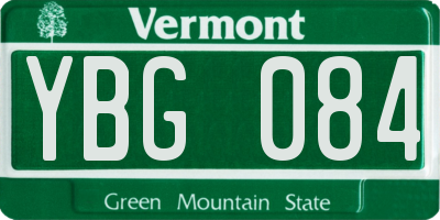 VT license plate YBG084