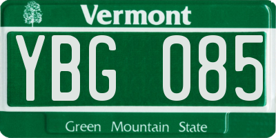 VT license plate YBG085