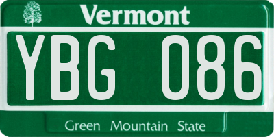 VT license plate YBG086