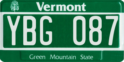 VT license plate YBG087