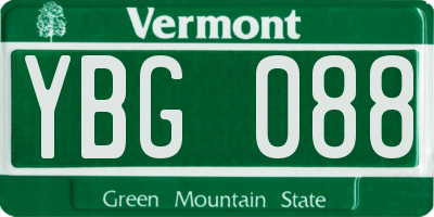 VT license plate YBG088