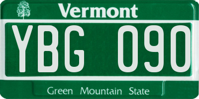 VT license plate YBG090