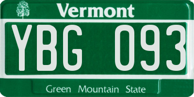VT license plate YBG093