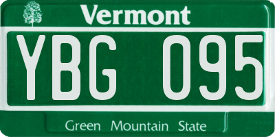 VT license plate YBG095