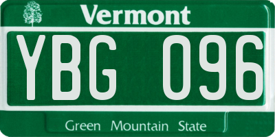 VT license plate YBG096