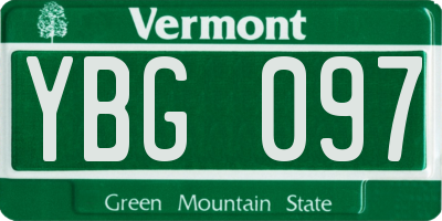 VT license plate YBG097