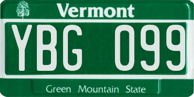 VT license plate YBG099