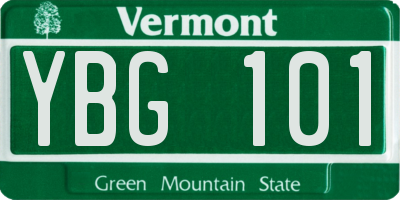 VT license plate YBG101