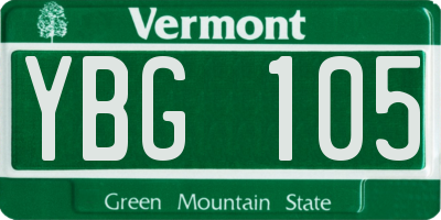 VT license plate YBG105