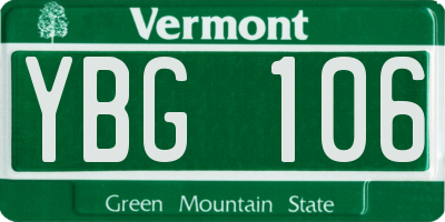VT license plate YBG106