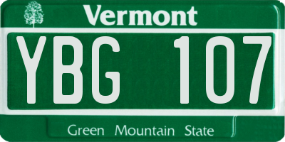 VT license plate YBG107
