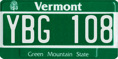 VT license plate YBG108