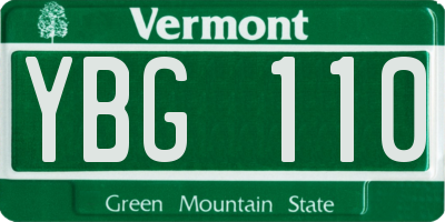 VT license plate YBG110