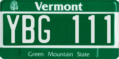 VT license plate YBG111