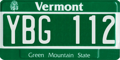 VT license plate YBG112
