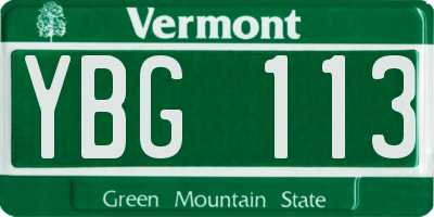VT license plate YBG113