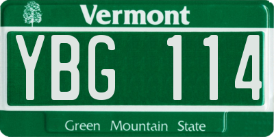 VT license plate YBG114