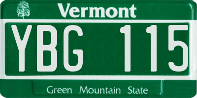 VT license plate YBG115