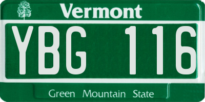 VT license plate YBG116