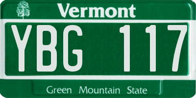 VT license plate YBG117