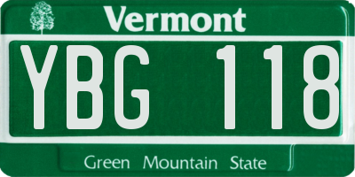 VT license plate YBG118