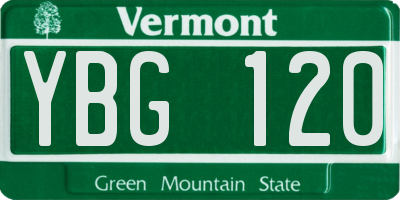VT license plate YBG120