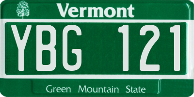VT license plate YBG121
