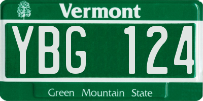 VT license plate YBG124