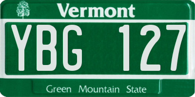 VT license plate YBG127