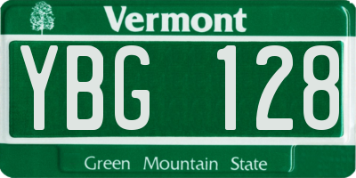 VT license plate YBG128
