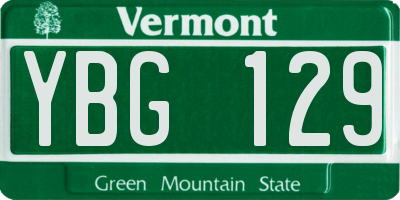 VT license plate YBG129