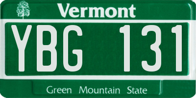 VT license plate YBG131
