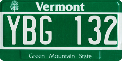 VT license plate YBG132