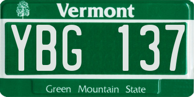 VT license plate YBG137