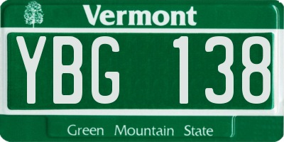 VT license plate YBG138