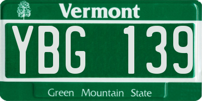 VT license plate YBG139