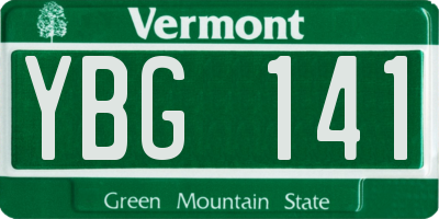 VT license plate YBG141
