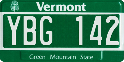 VT license plate YBG142