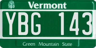 VT license plate YBG143